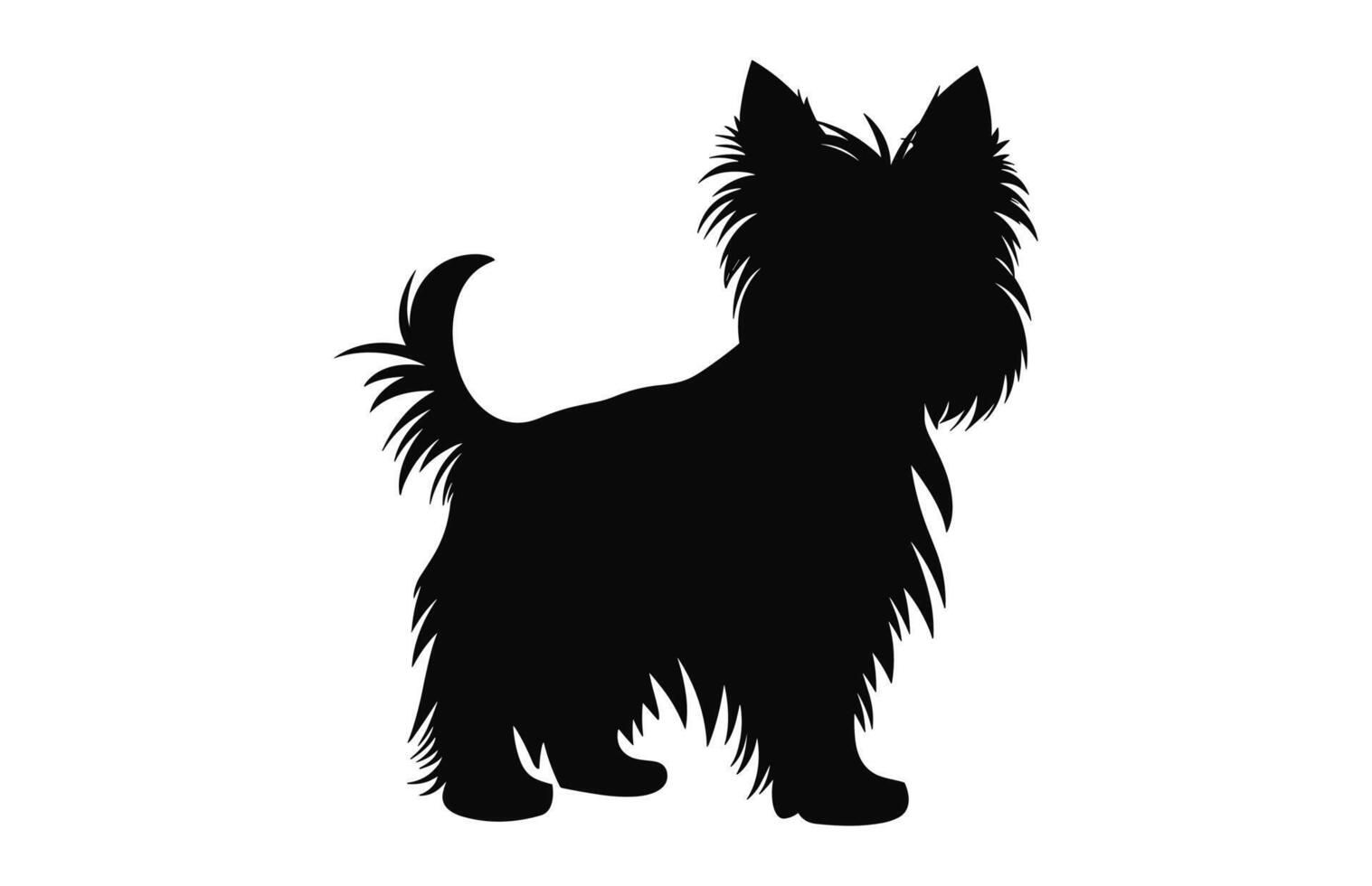 un Yorkshire terrier perro negro silueta vector gratis