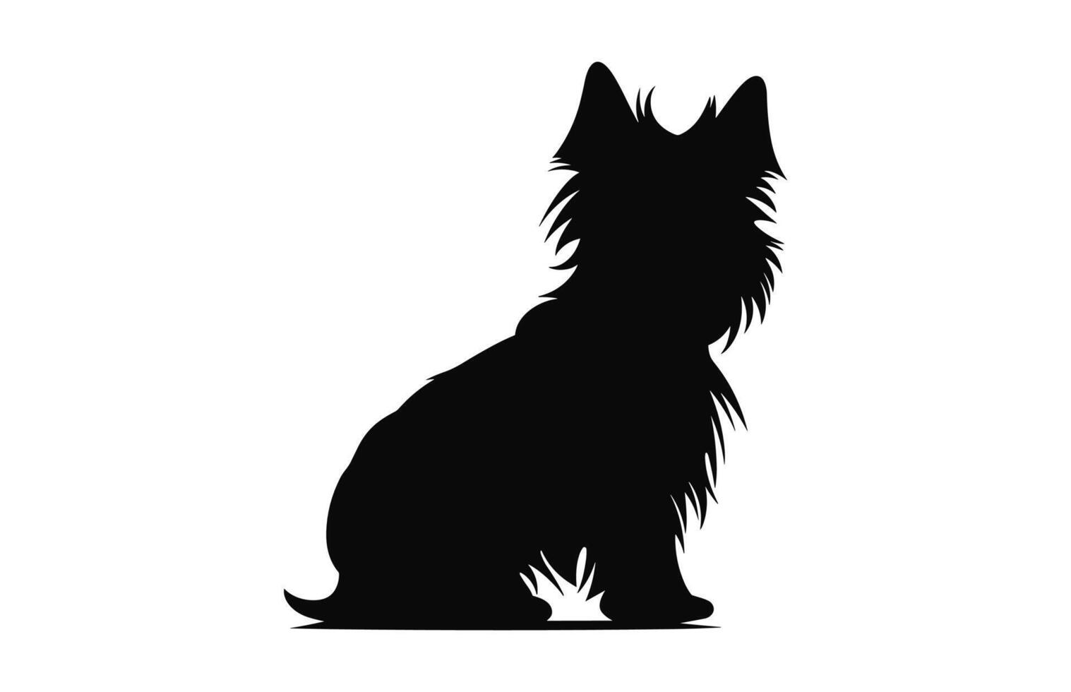 un Yorkshire terrier perro negro silueta vector gratis