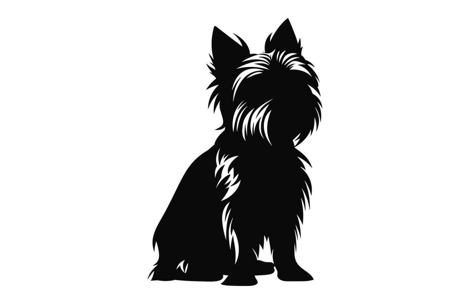 Yorkshire terrier perro vector negro silueta aislado en un blanco antecedentes