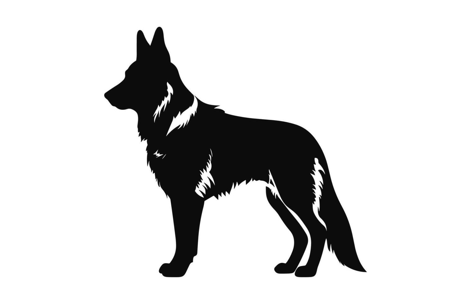 German Shepherd Dog black Silhouette vector isolated on a white background