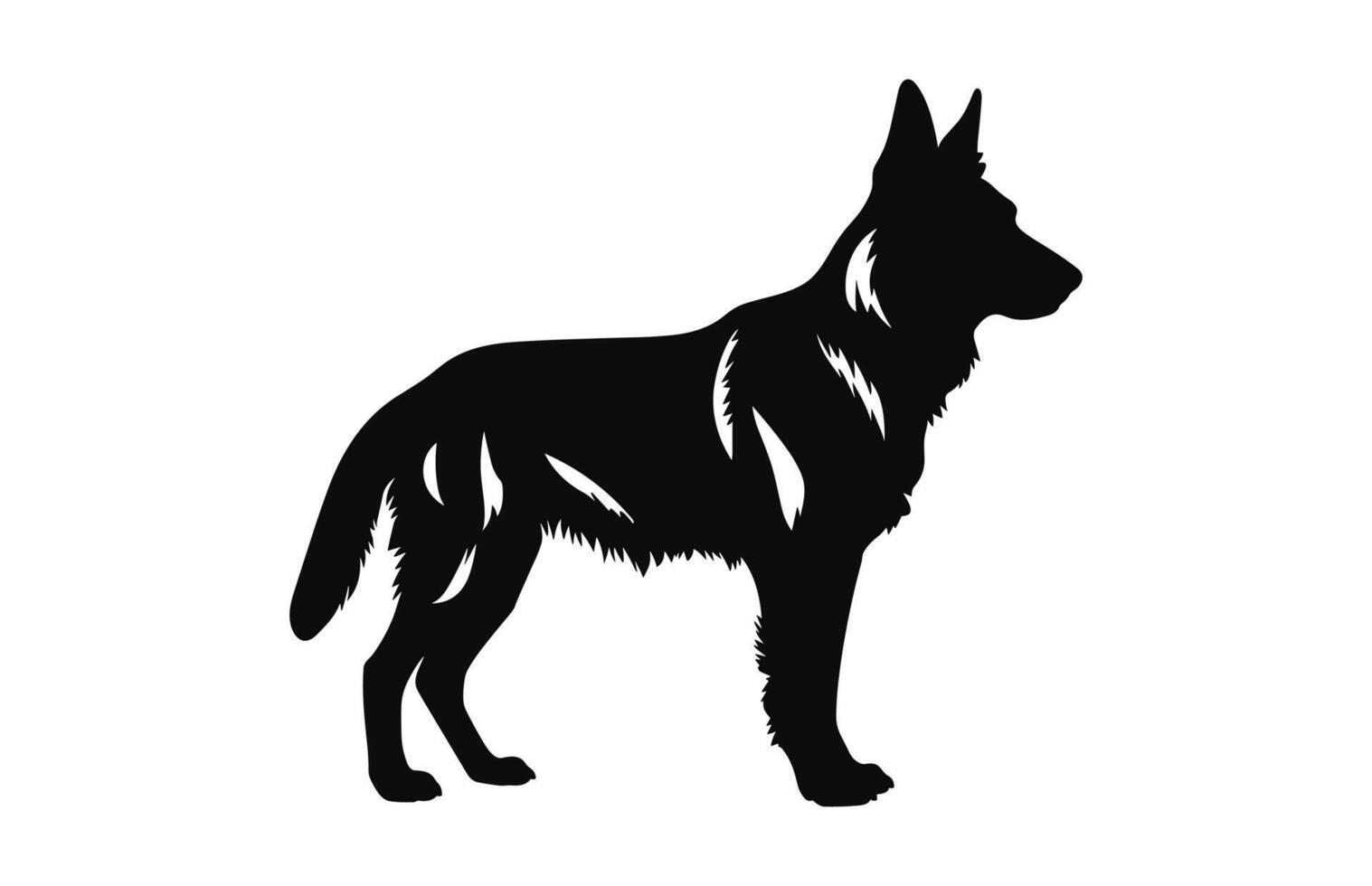 German Shepherd Dog black Silhouette vector isolated on a white background