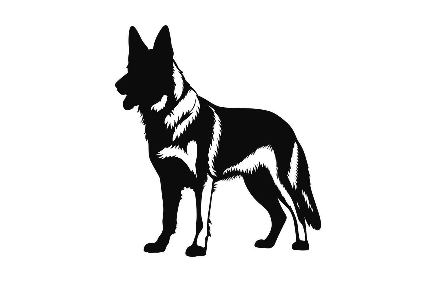 German Shepherd Dog black Silhouette vector isolated on a white background