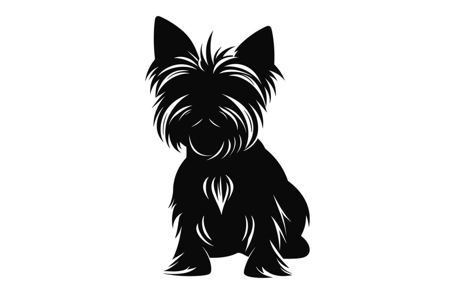 Yorkshire terrier perro vector negro silueta aislado en un blanco antecedentes