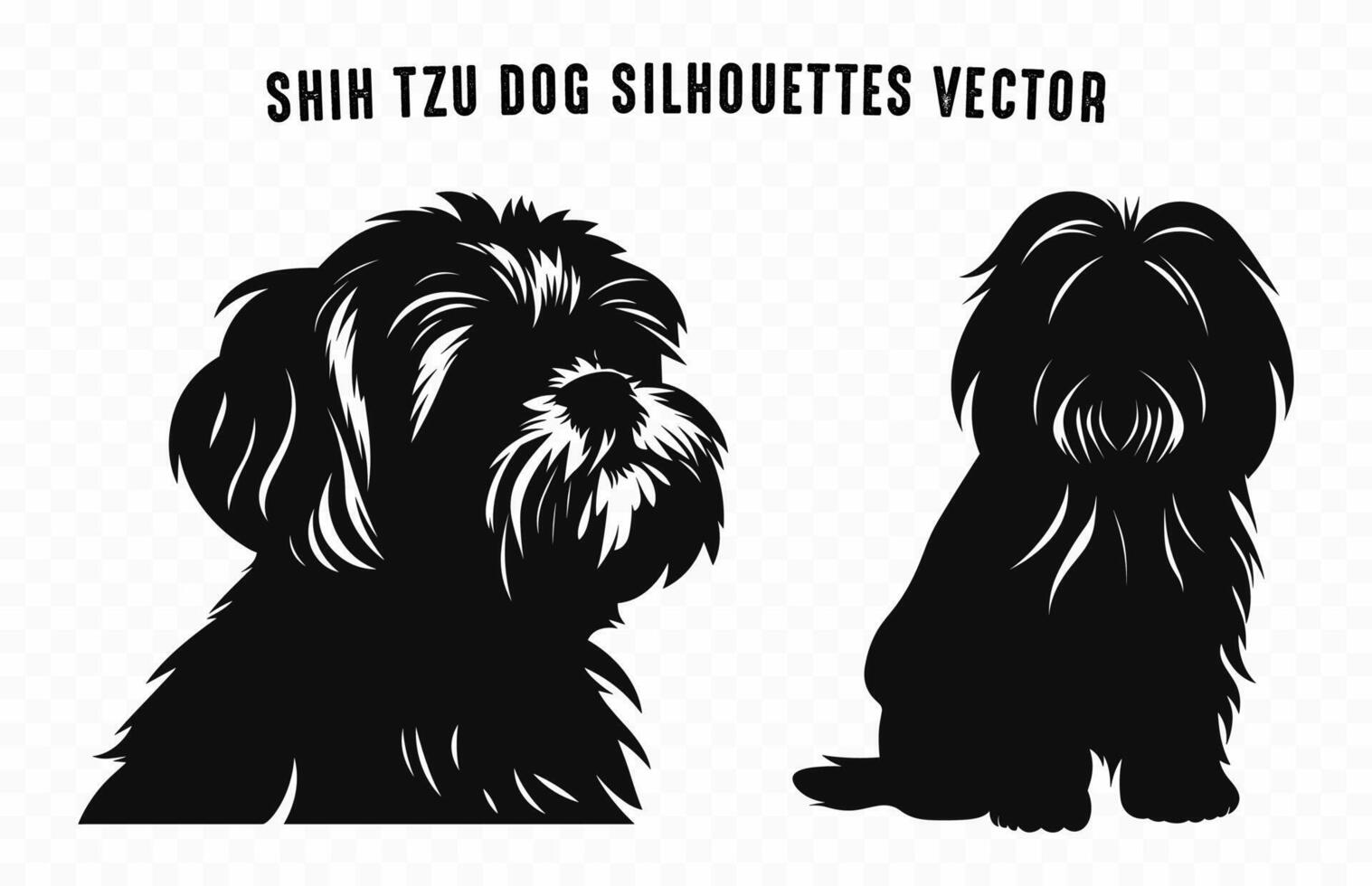 conjunto de shih tzu perro siluetas negro vector gratis