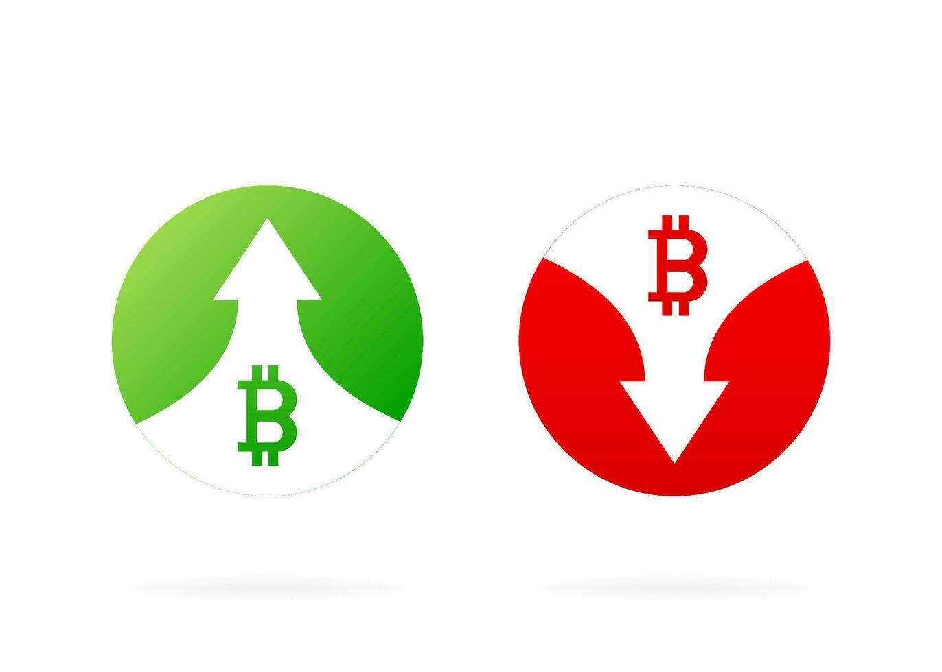 Up and down arrows. Red and Green icons. Illustration isolated on white background. Vector illustration with profit marks.