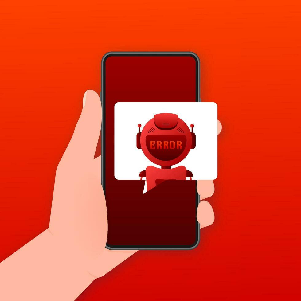 error chatbot glifo icono. silueta símbolo. talkbot con error en habla burbuja. error bot. artificial inteligencia vector