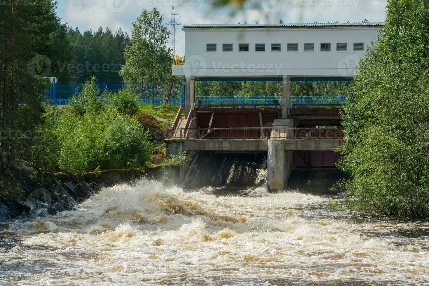 opened locks for idle discharge of water at a small hydroelectric power station photo