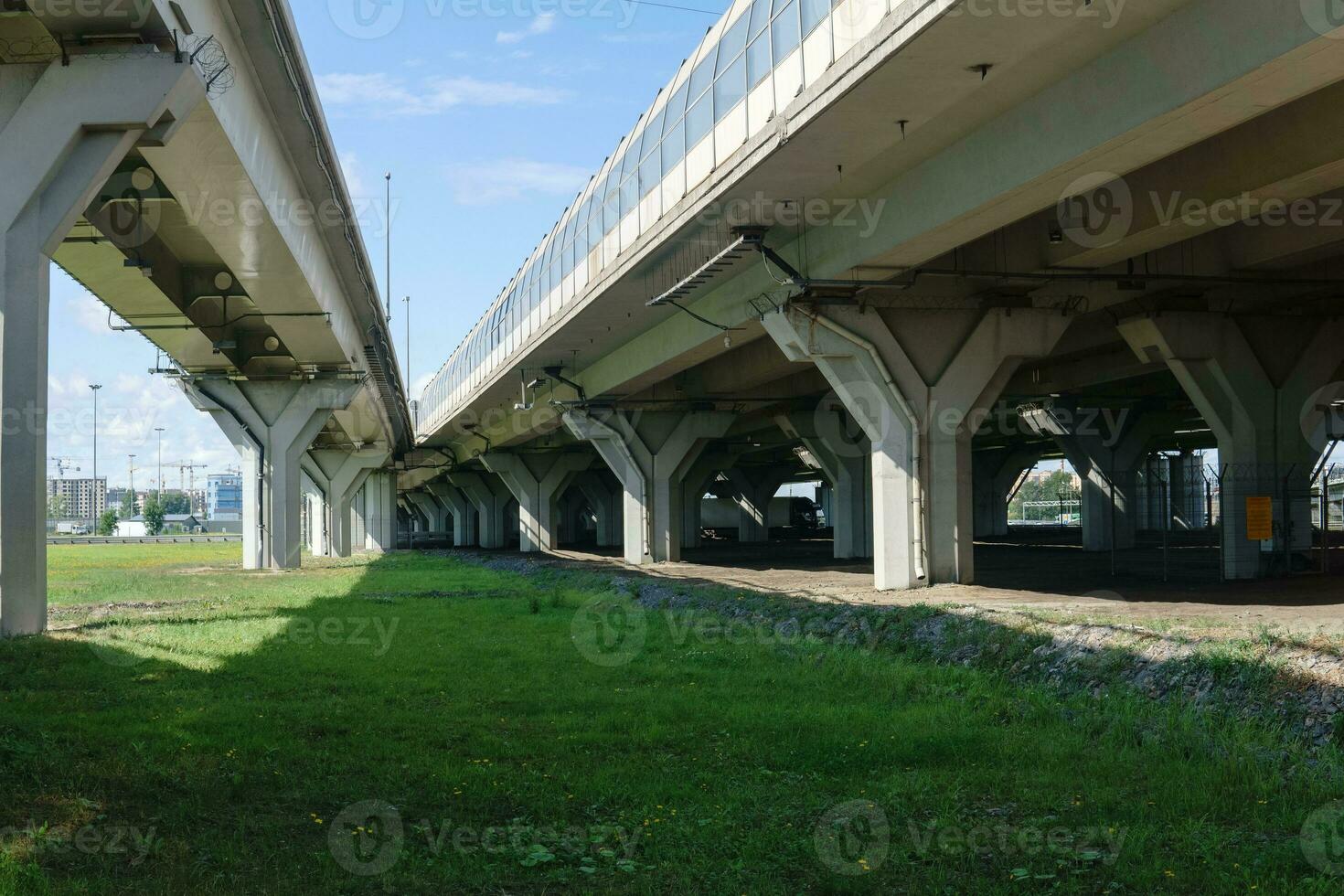 road junction on overpasses above the groung photo