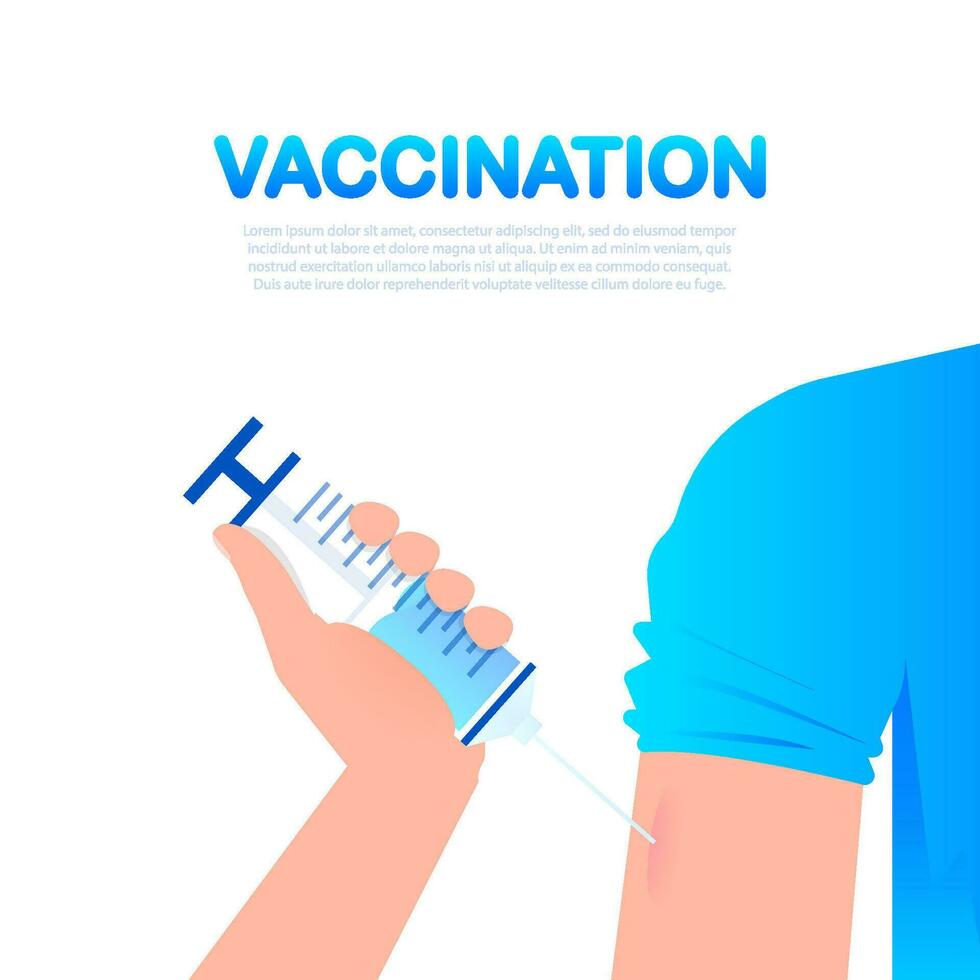 Vaccine COVID-19 vector icon. Syringe and blue vaccine vial. Vector illustration