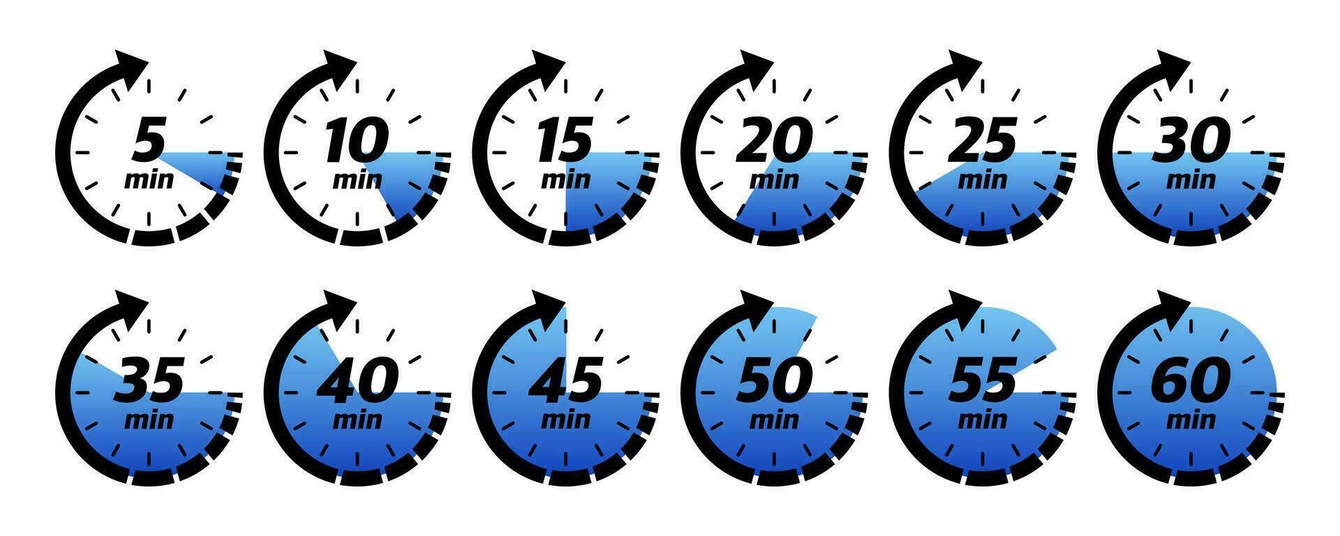 10, 15, 20, 25, 30, 35, 40, 45, 50 min, great design for any purposes. Vector logo