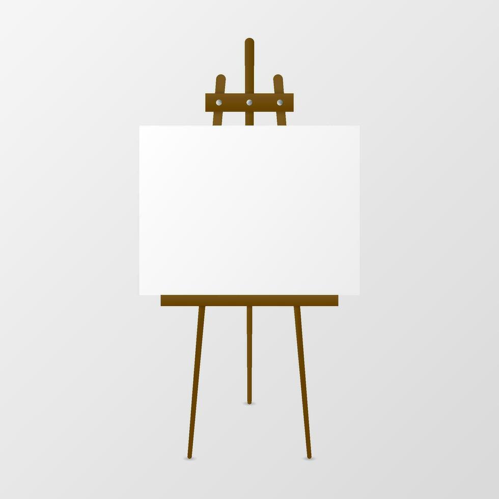 Wooden easel with blank canvas. vector
