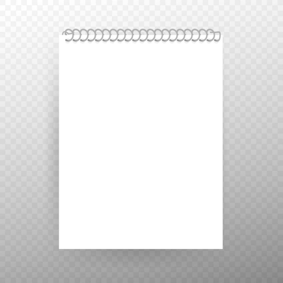 Blank realistic spiral notepad notebook isolated on white vector. vector