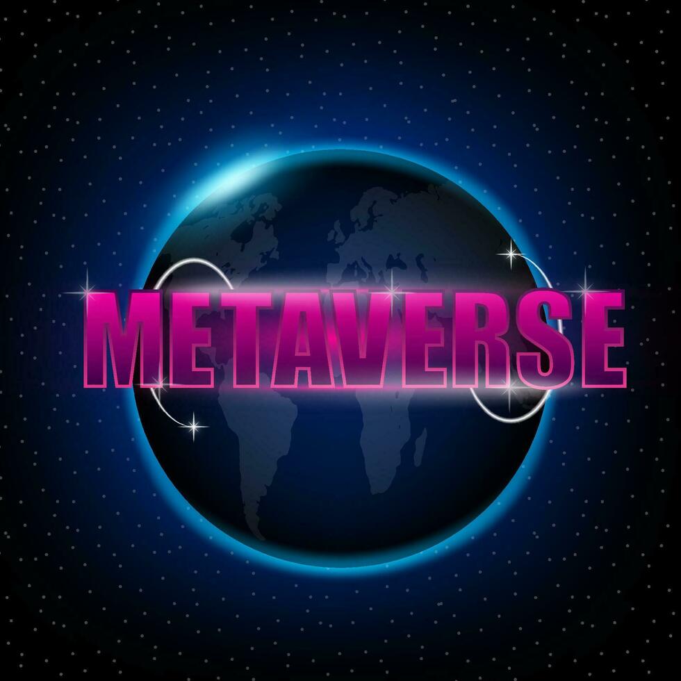 Metaverse technology concept. Digital space. Virtual reality. 3d vector. World map. vector