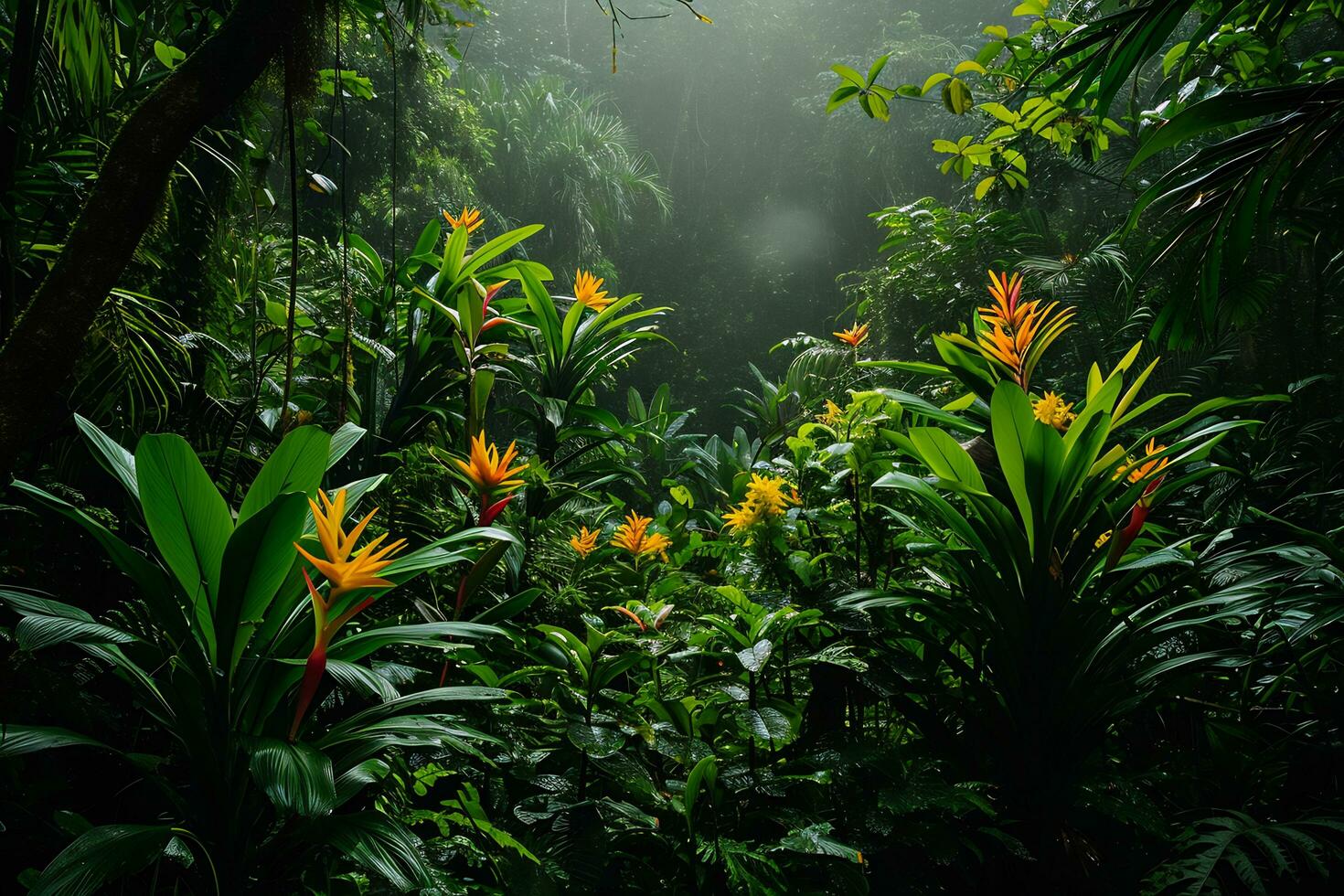 ai generado fotografía capturar el vibrante biodiversidad de un tropical selva foto