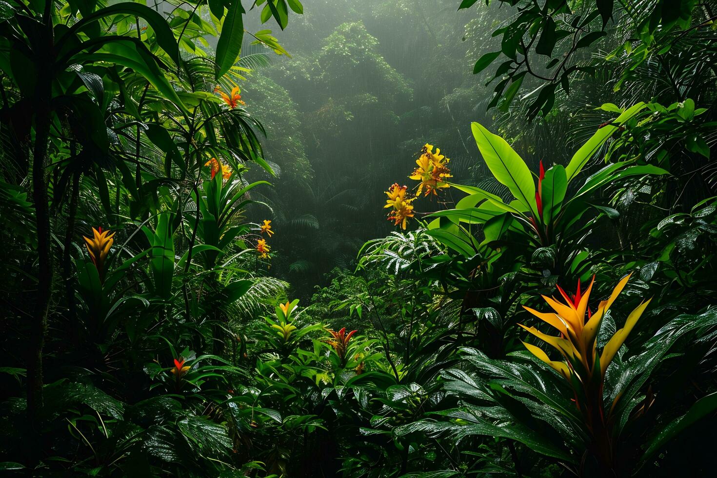 ai generado fotografía capturar el vibrante biodiversidad de un tropical selva foto