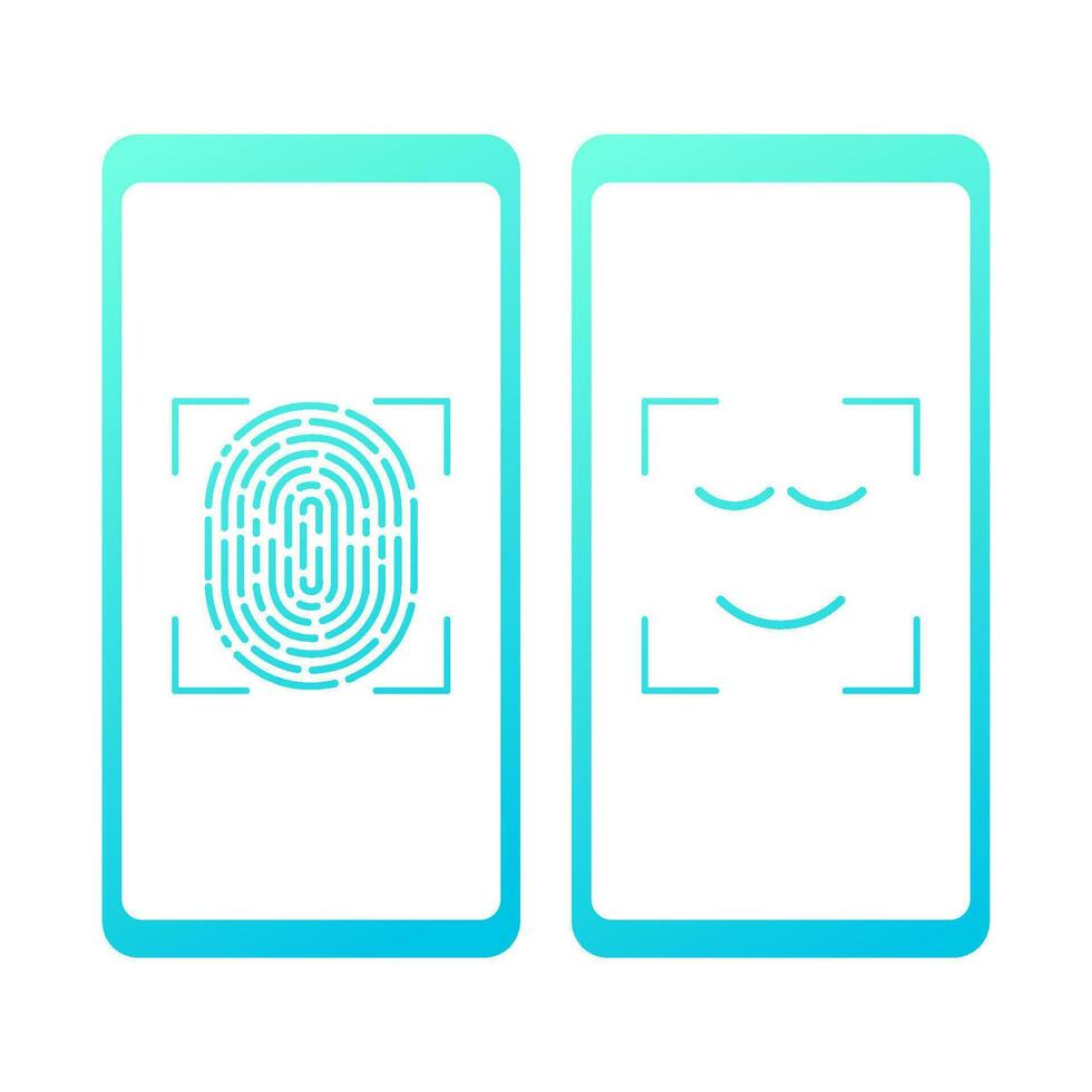 Touch ID - vector illustration. Smartphone with fingerprint isolated on a white background.