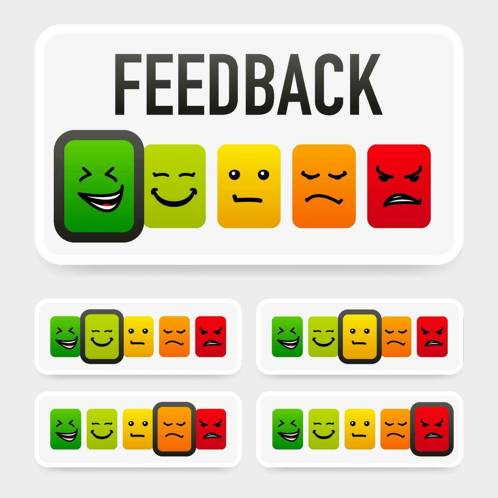 Vector Set of Emoticons. Sad and Happy Mood Icons. Feedback icon