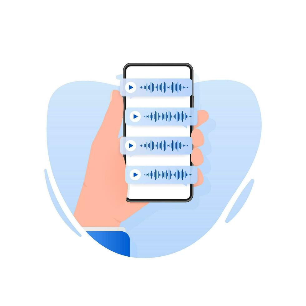 Voice messages bubbles, Message notification. Messengers and social media. Vector illustration.