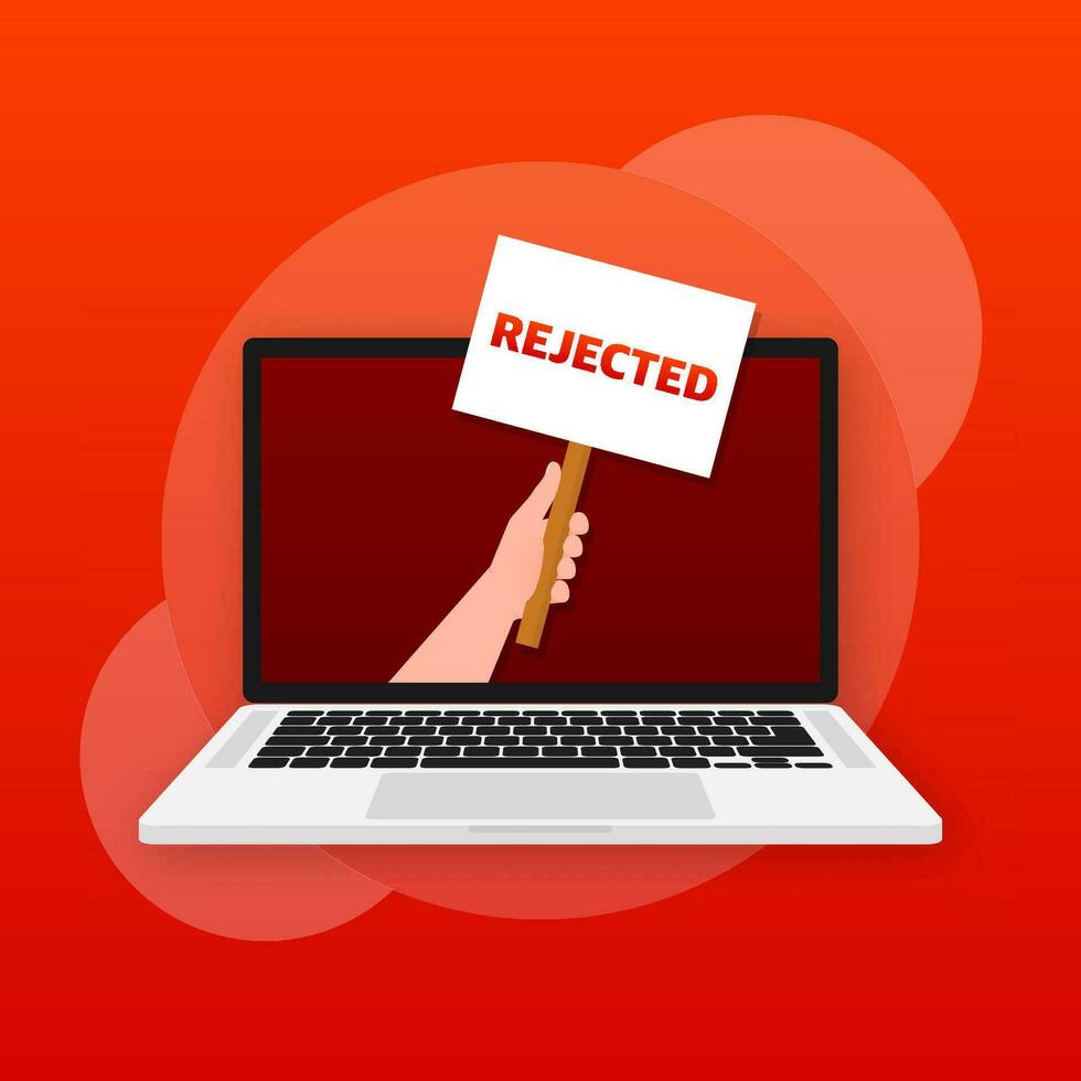 Rejected sign laptop, great design for any purposes. Cross mark. Business concept. Vector business