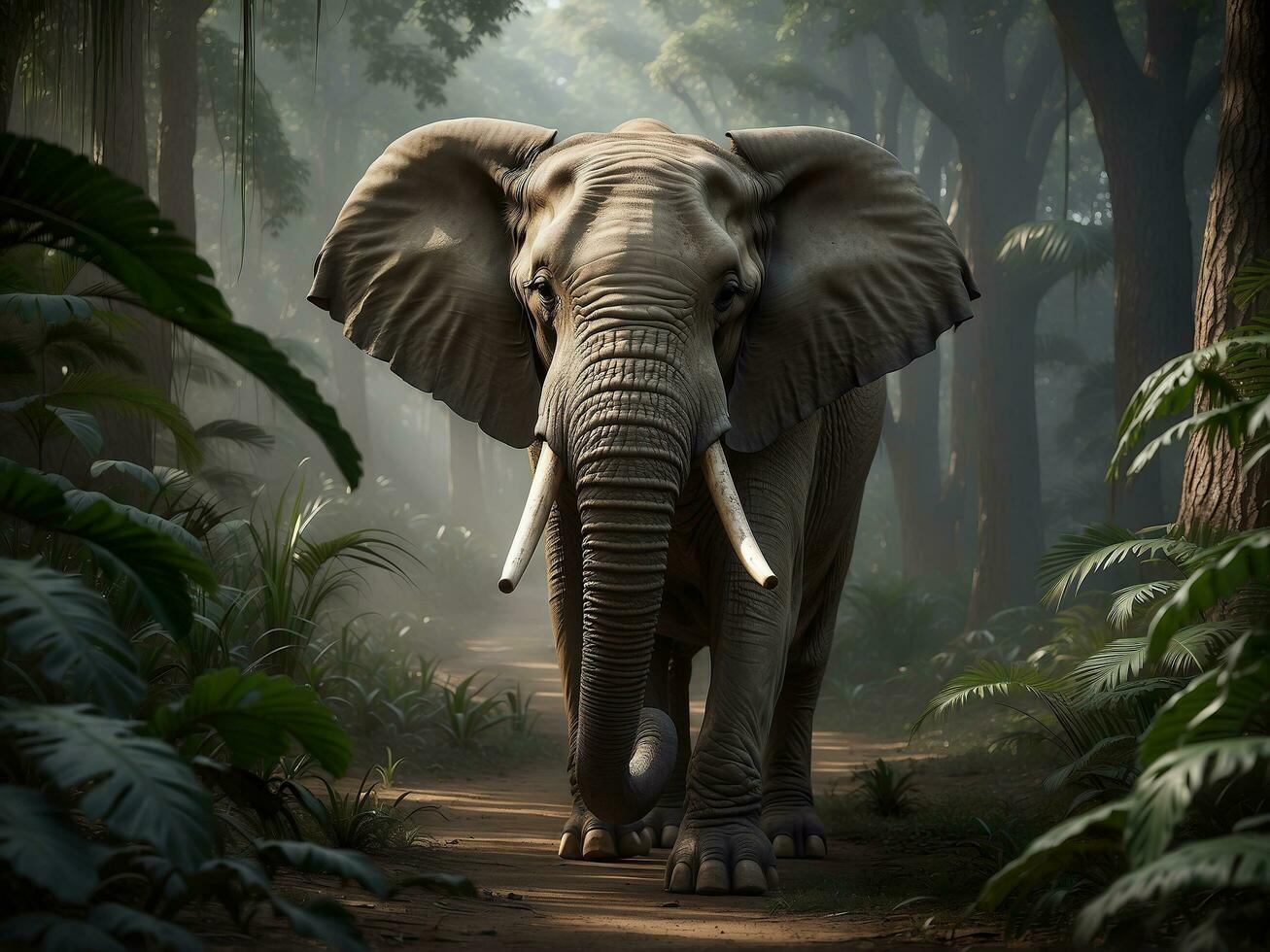 AI generated Elephant in a jungle photo