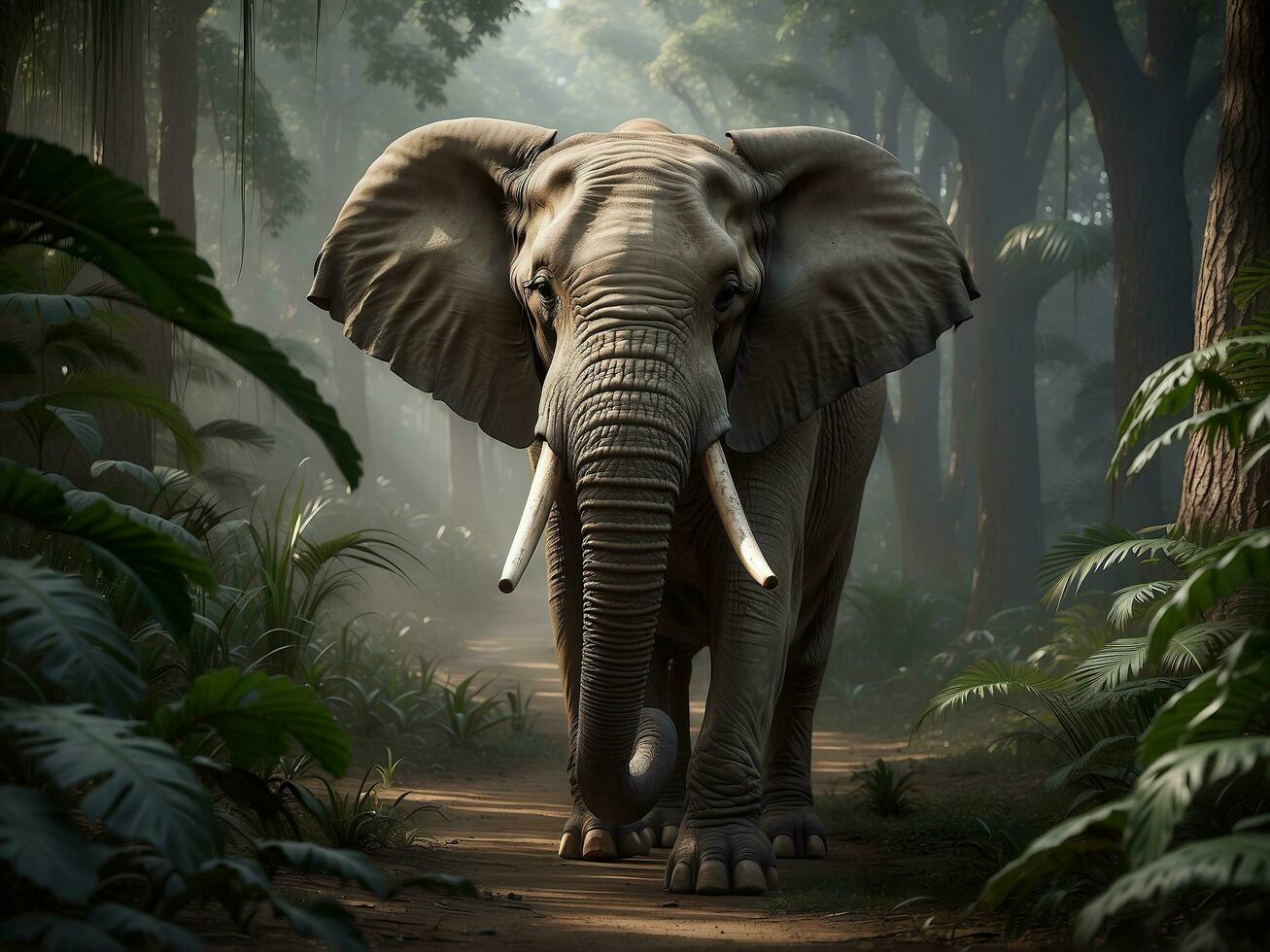 ai generado elefante en un selva foto