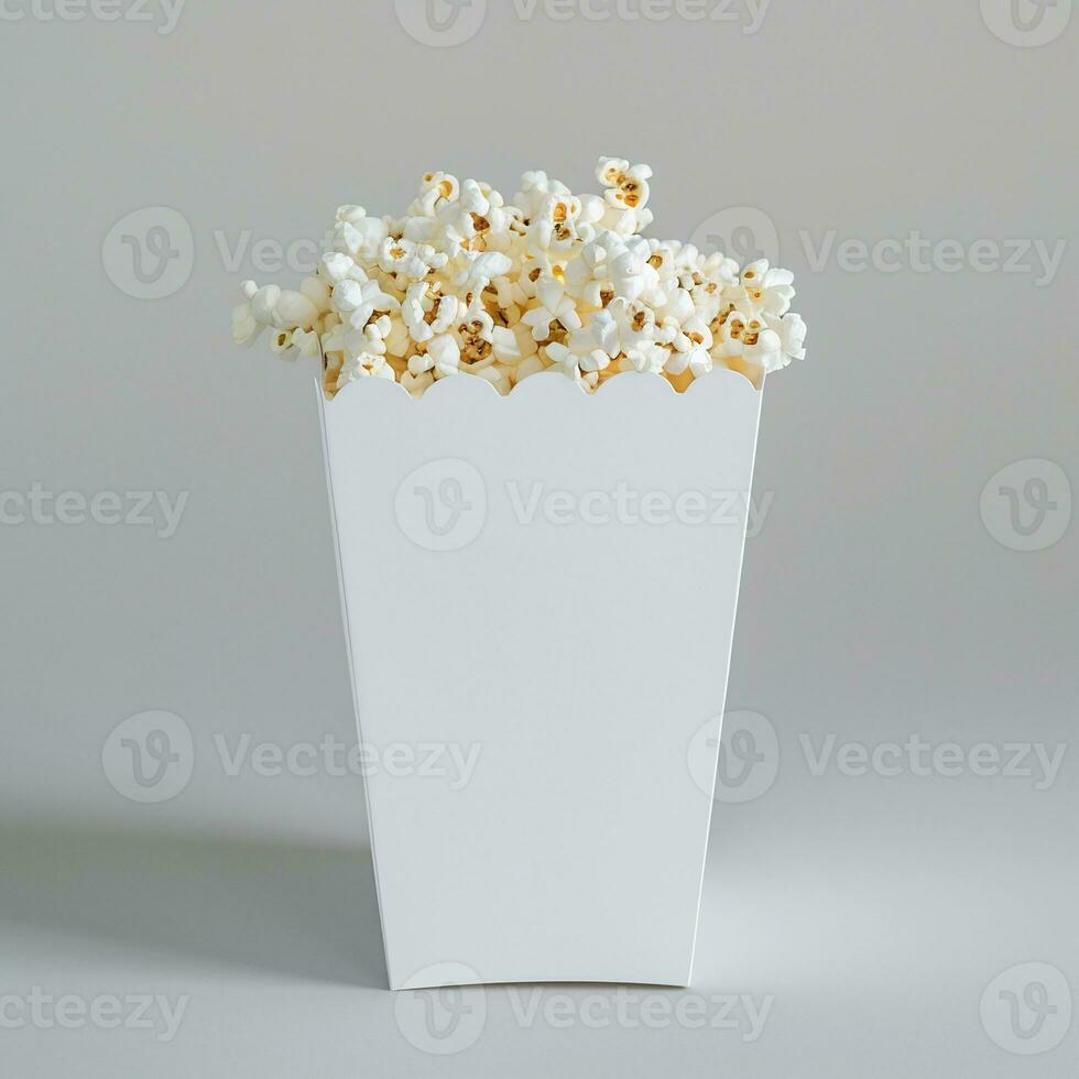 AI generated blank pop corn box mockup in plain white isolated background photo