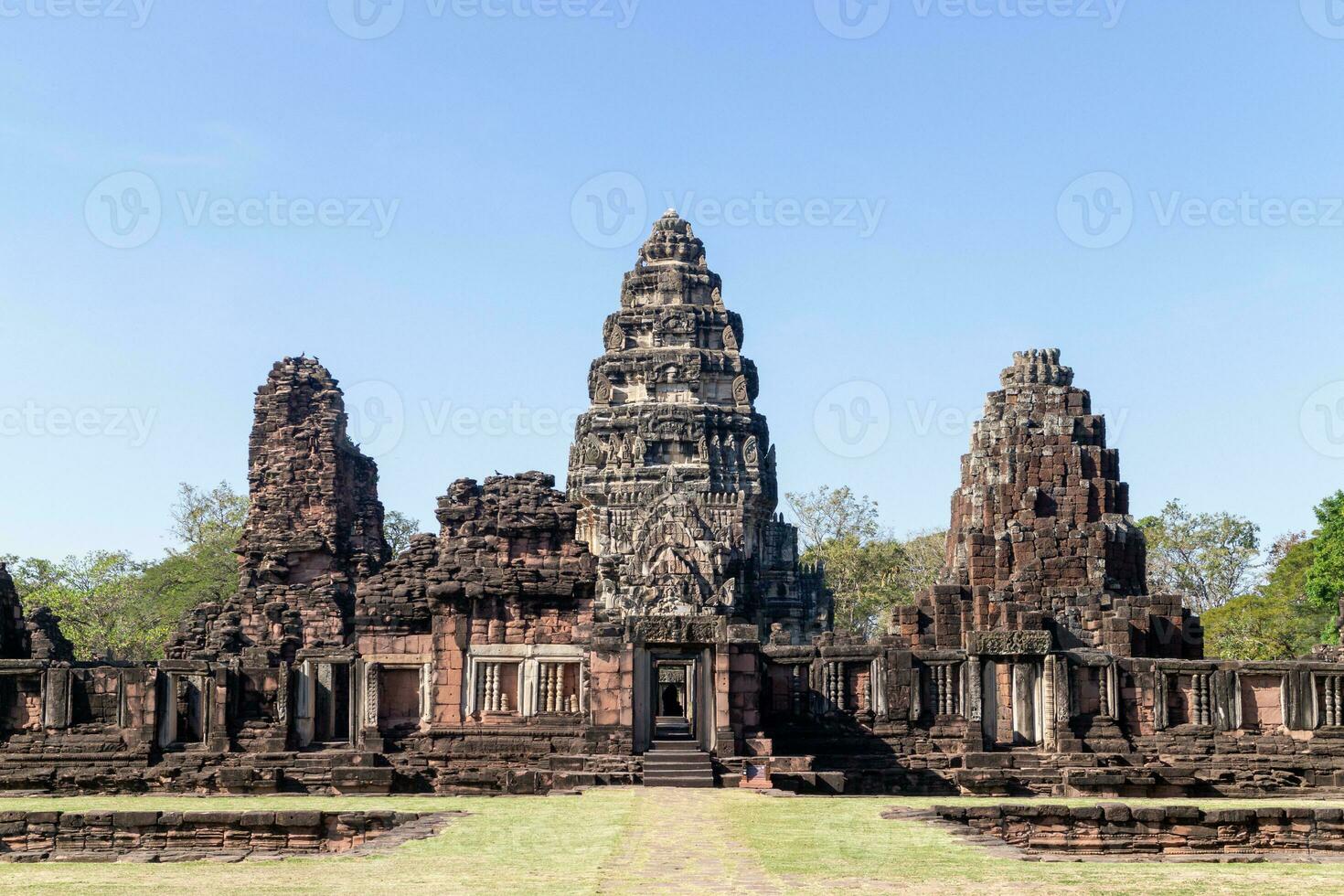 Ancient Khmer stone castle at Phimai District, Thailand photo