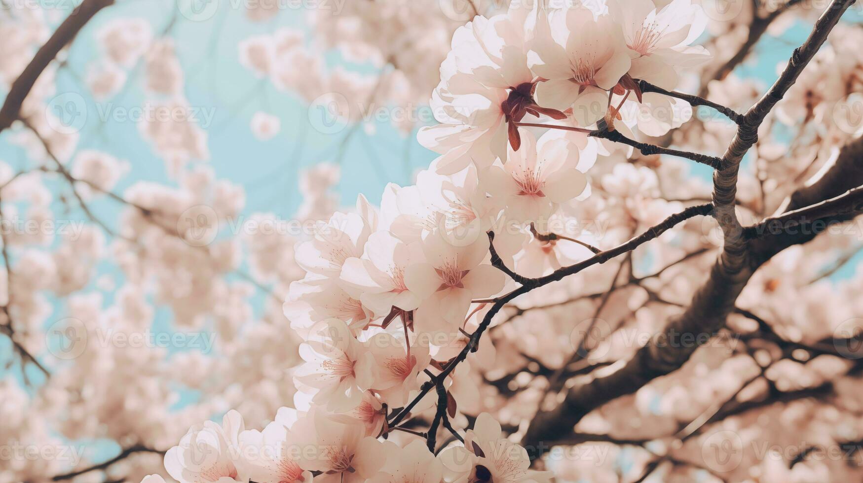 AI generated a photo of cherry blossom tree at blooms