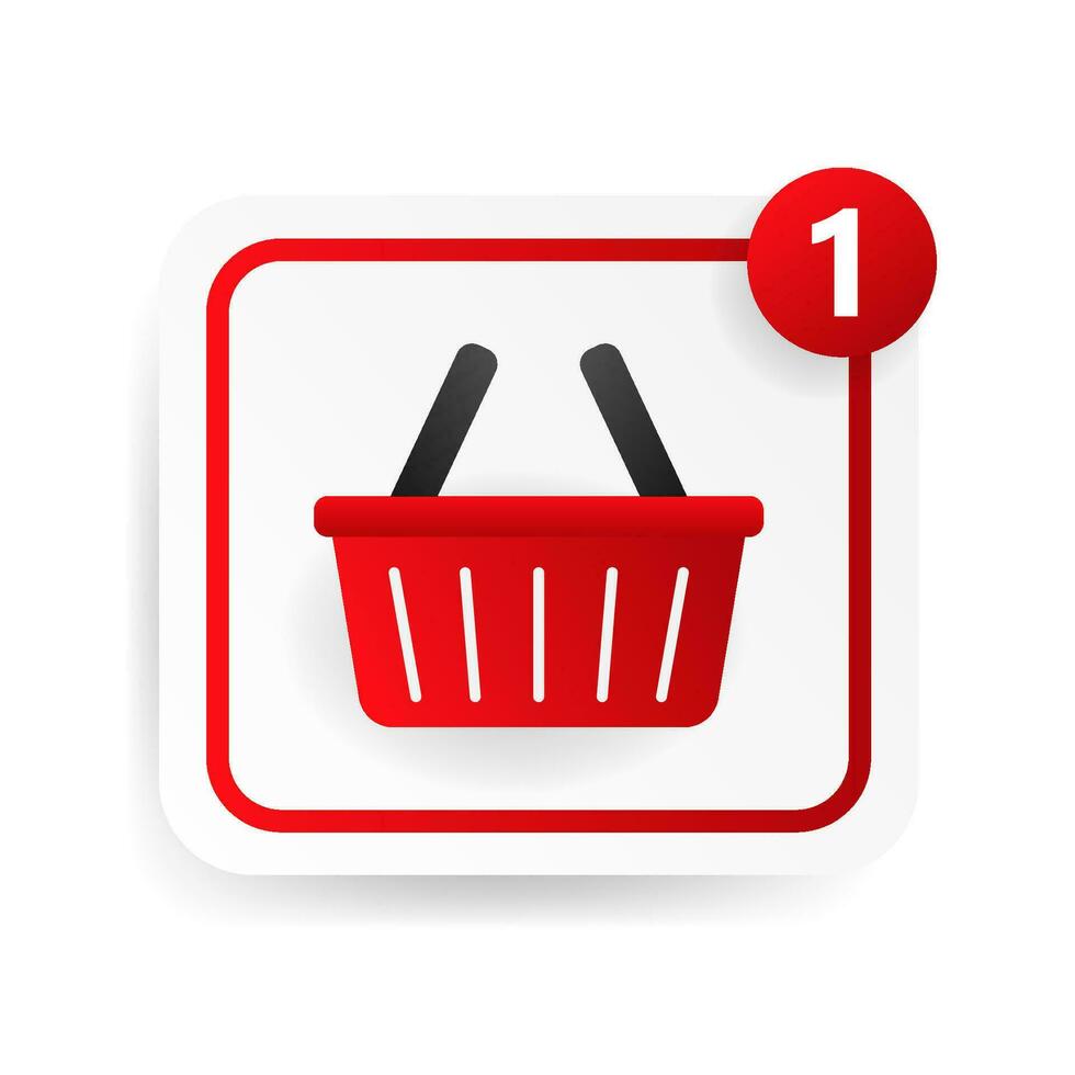 Shopping basket web button on white background vector