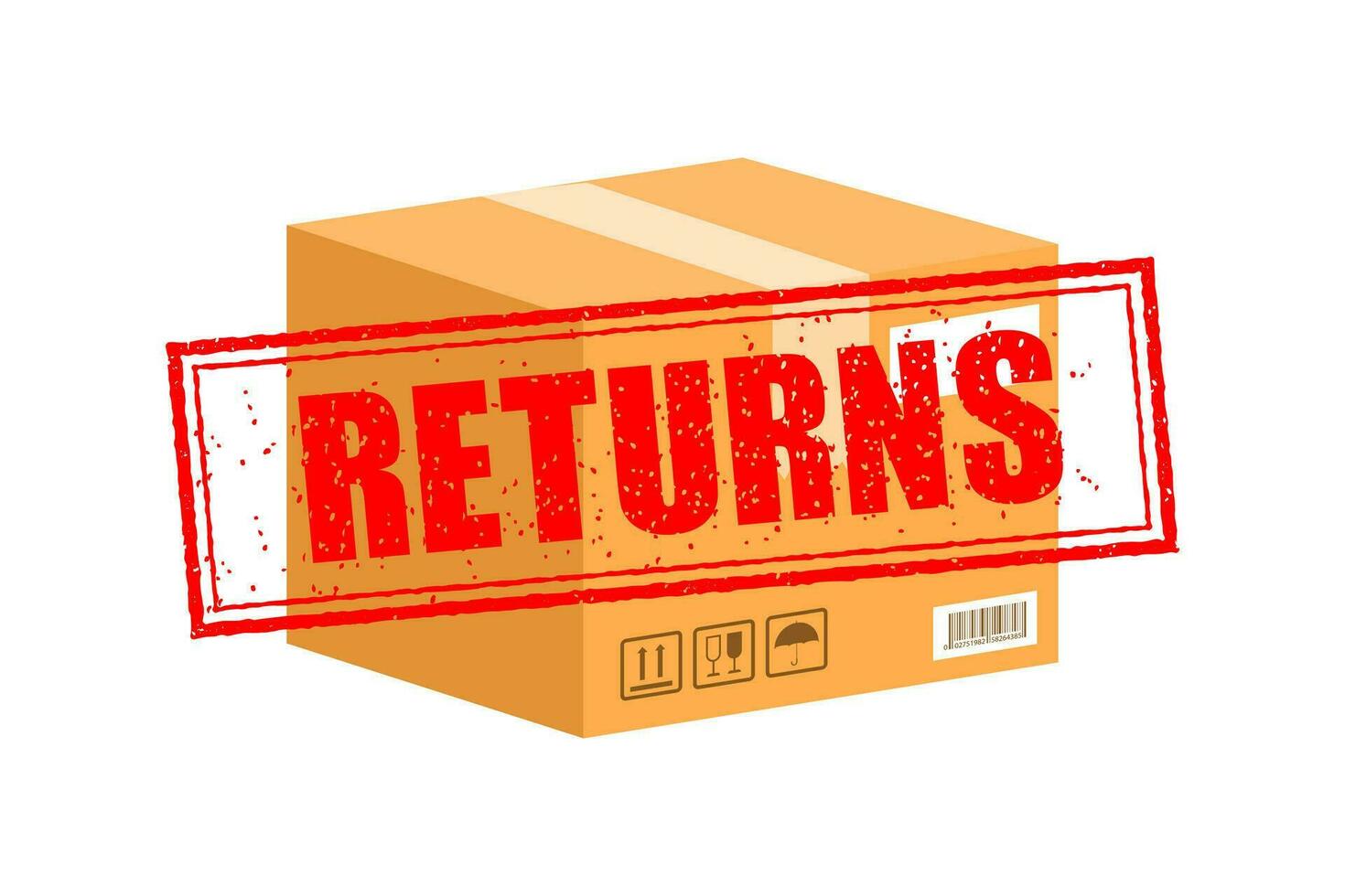 Returns box, great design for any purposes. Vector concept. Courier service delivery