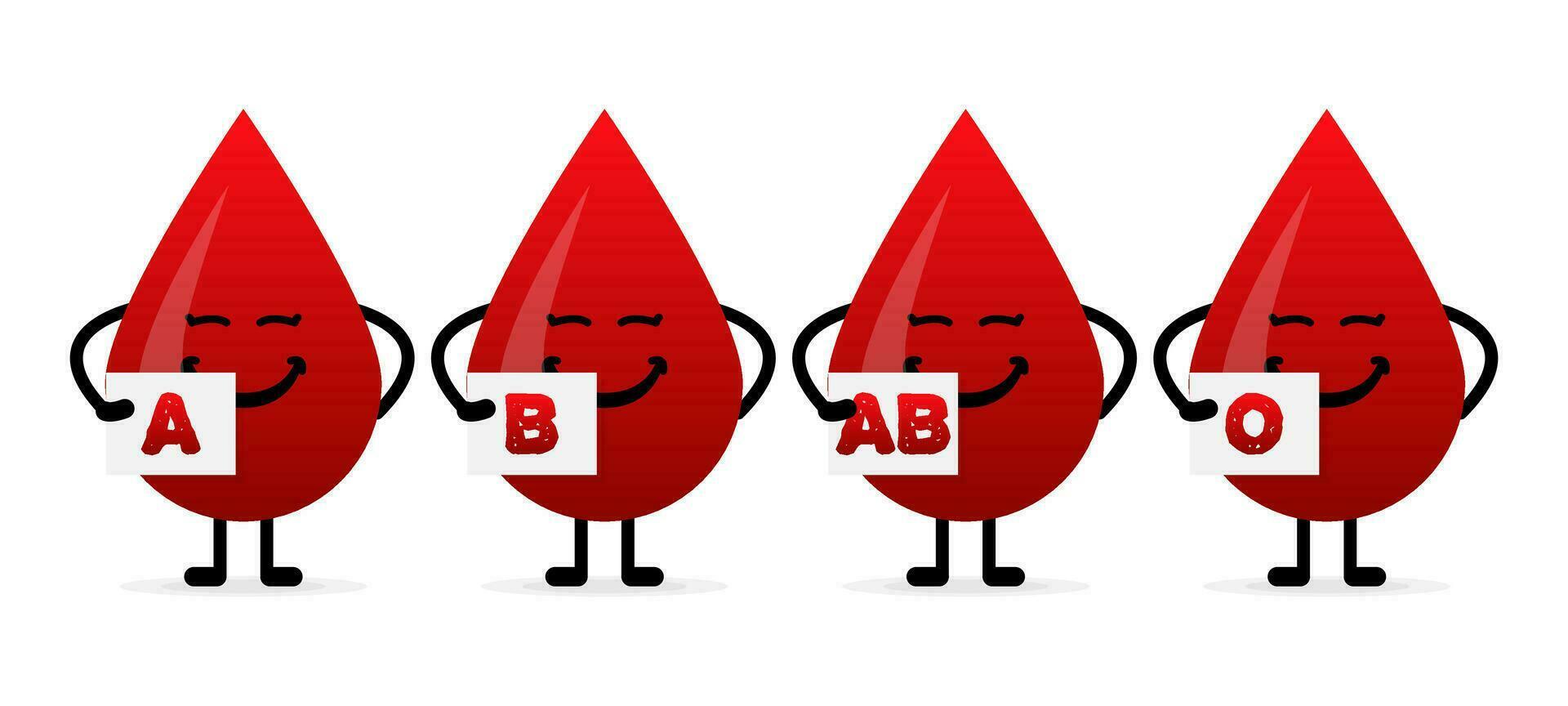 Blood group in the form of a drop of blood. Different blood types vector illustration. Blood test.