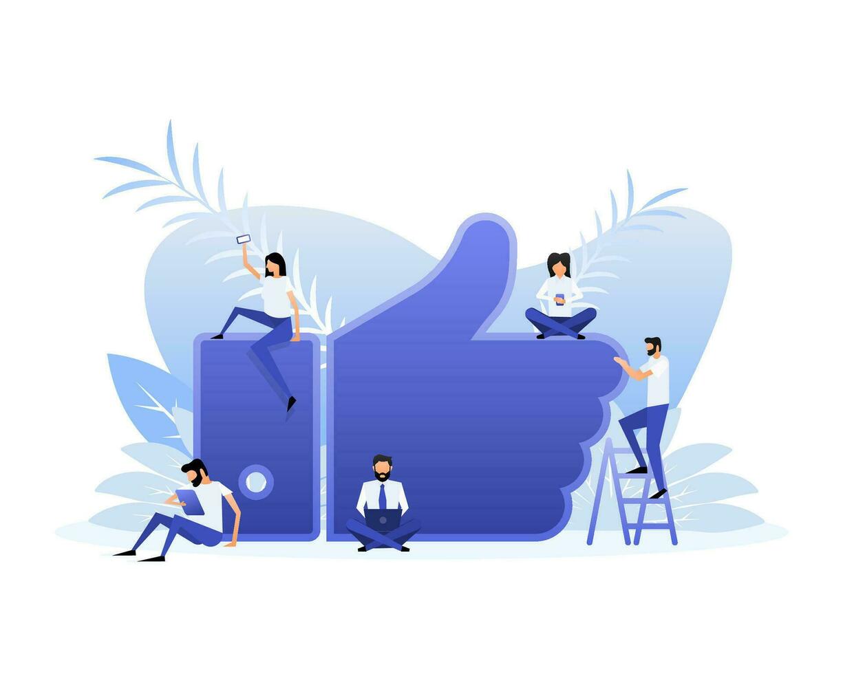 Like people. Social media marketing. Smile icon. Hand up vector