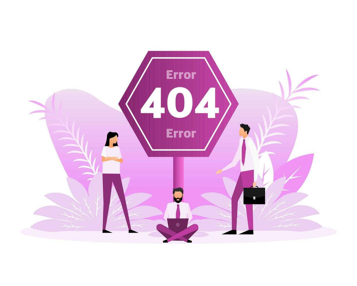 404, great design for any purposes. Flat style people. Internet network vector