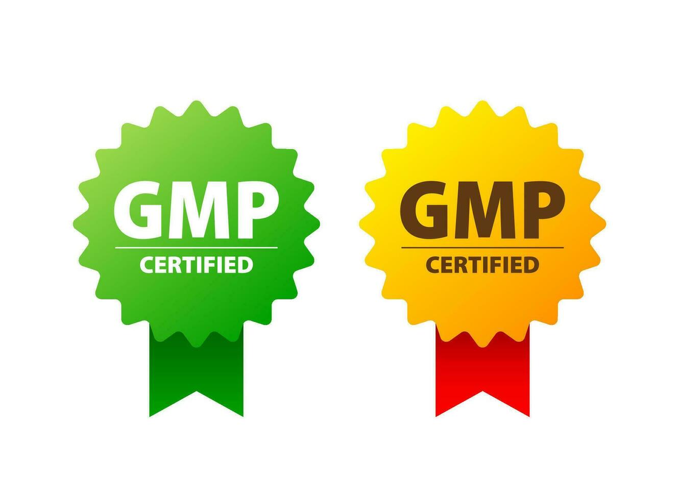 gmp - bueno fabricación práctica certificado firmar, etiqueta. vector