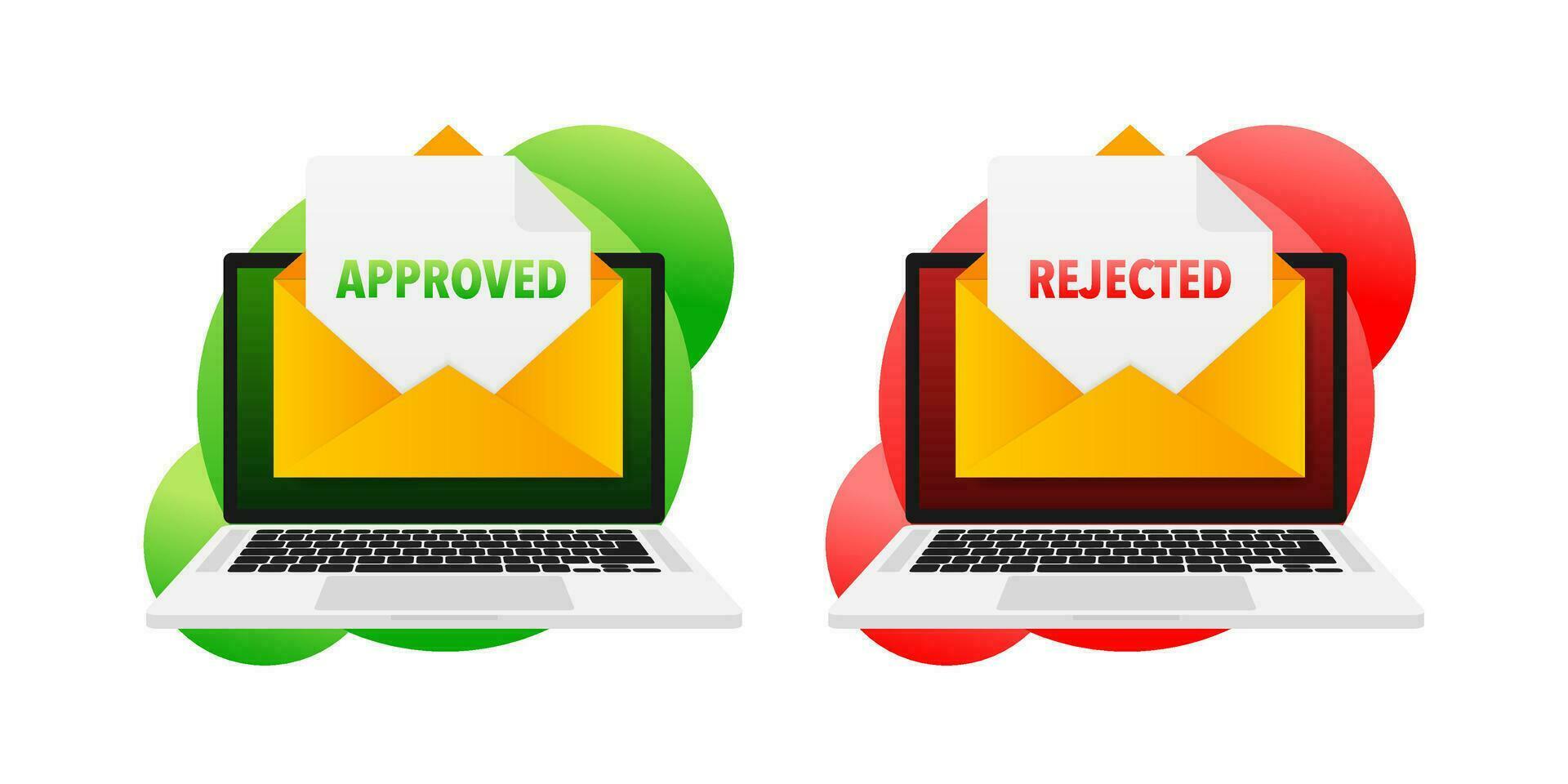 Approved rejected on letters, sign. Check mark, approval sign. vector