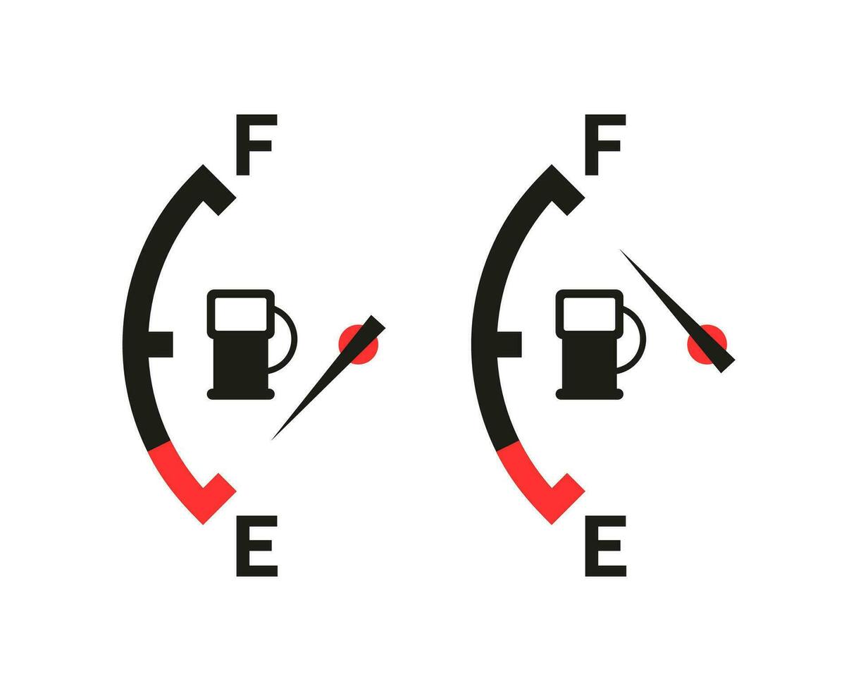 coche combustible tanque indicador con gas. calibre de combustible. marcar de medición, nivel, controlar fuerza. vector