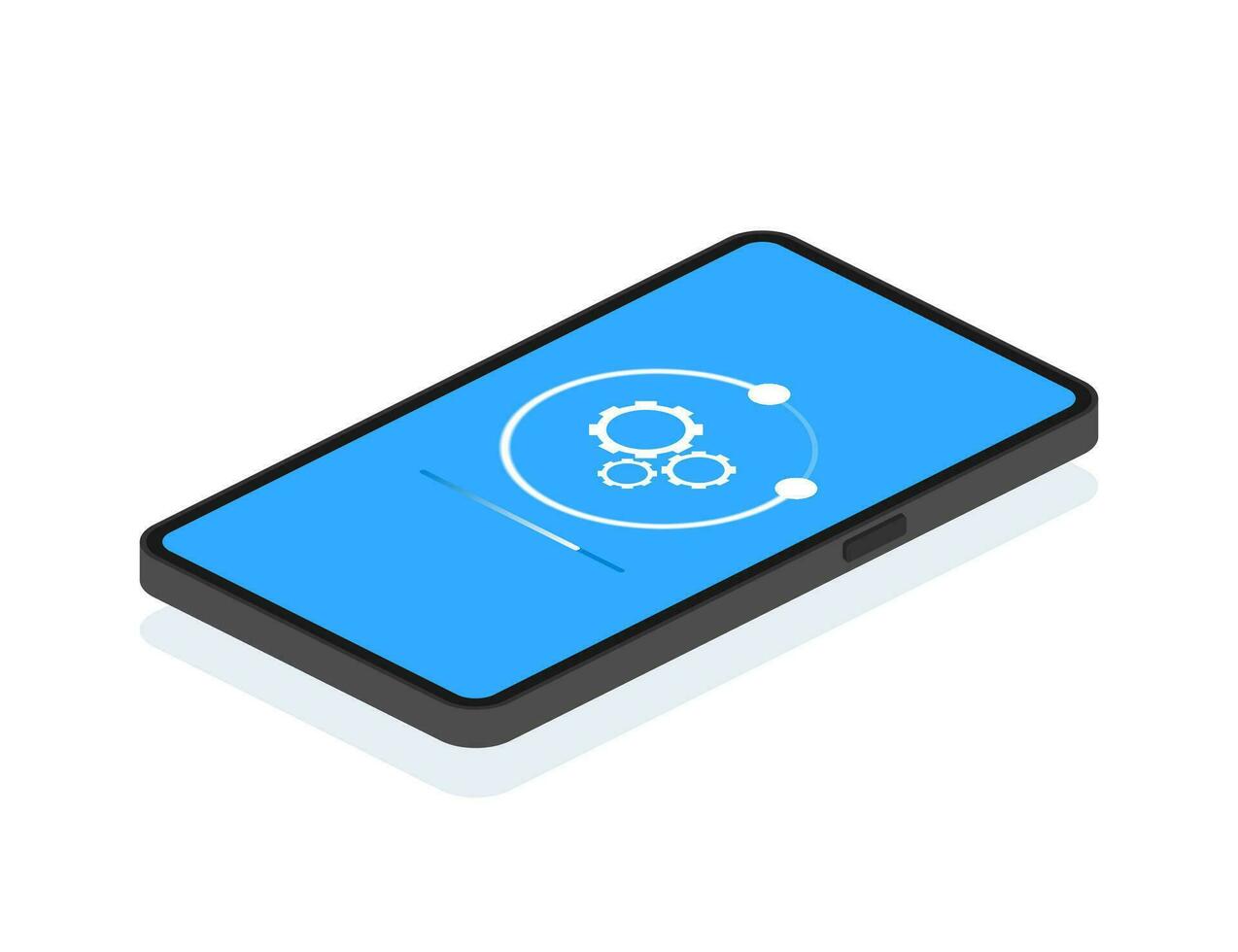 Data update or synchronize with bar process. Update on laptop and smartphone. Isometric illustration. vector