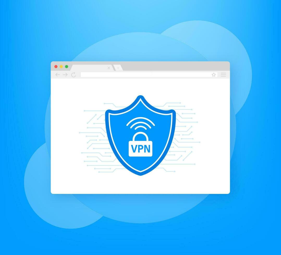 VPN flat blue secure label on white background. Vector illustration.