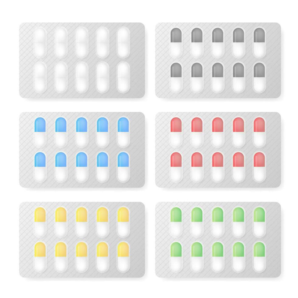 Mockup with pill medicine capsule on white background. White background. Isolated vector icon. Template for medical design. Vector illustration.