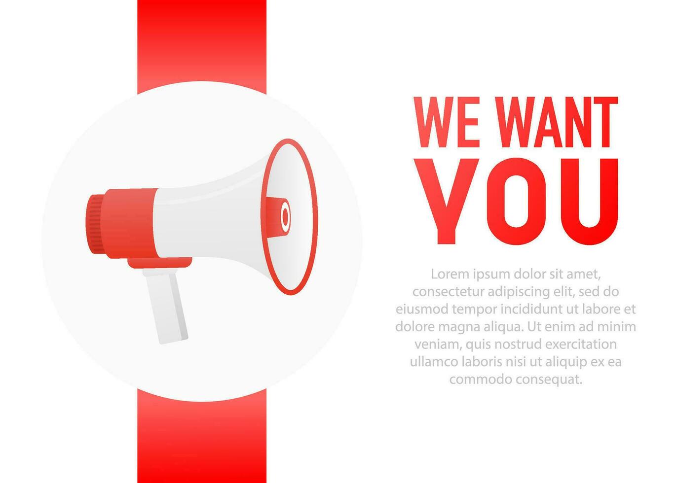 Hand holding megaphone with We want you vector