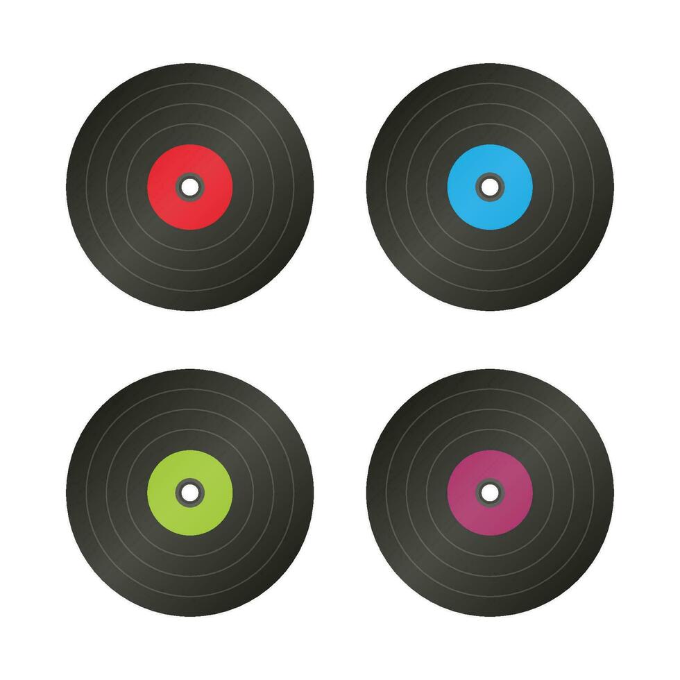 Vinyl record flat icon with long shadow. vector