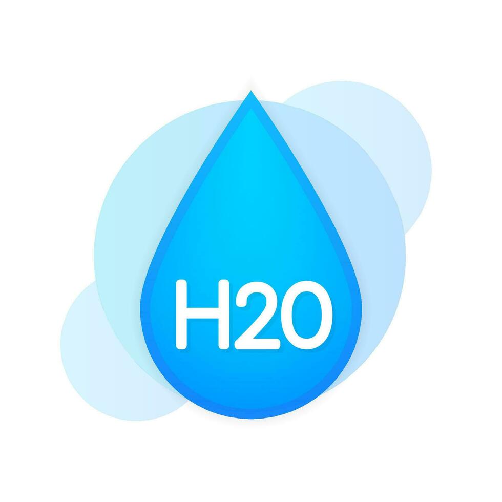 H2O realistic blue a drop water. Web design. Vector illustration