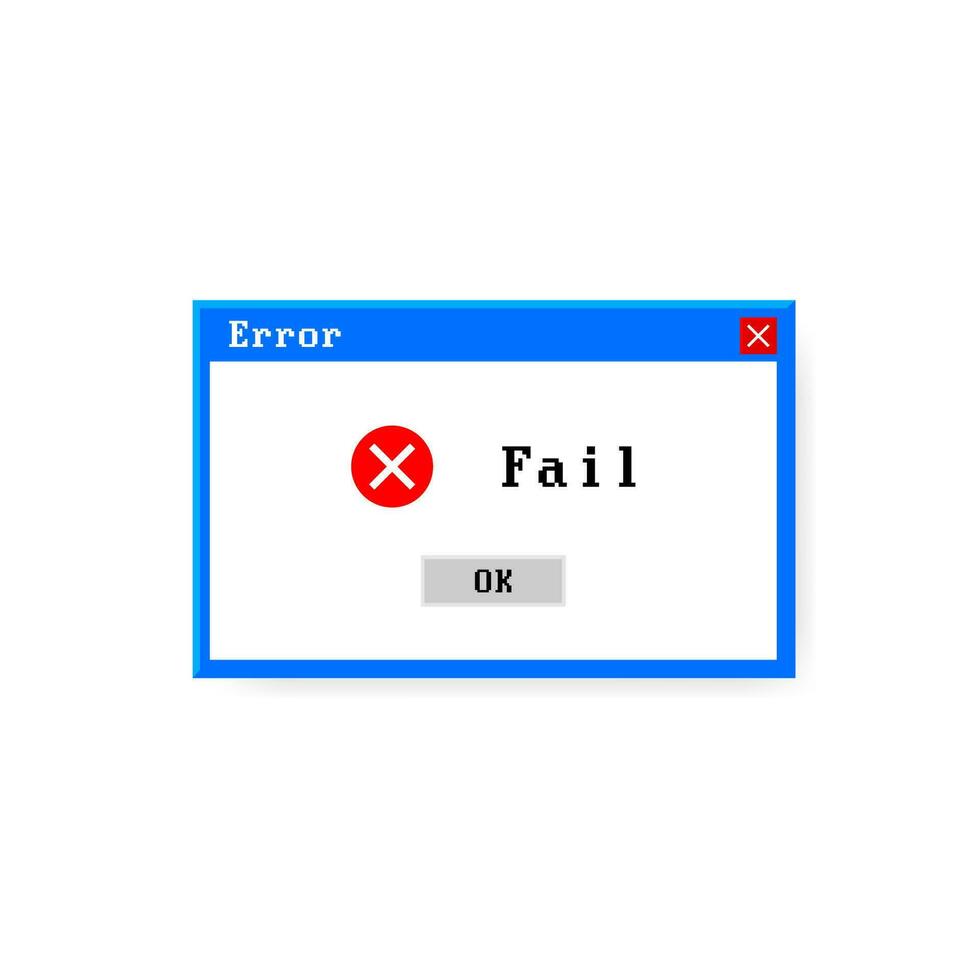 System error vector icon failure pc interface. Error message computer window alert popup