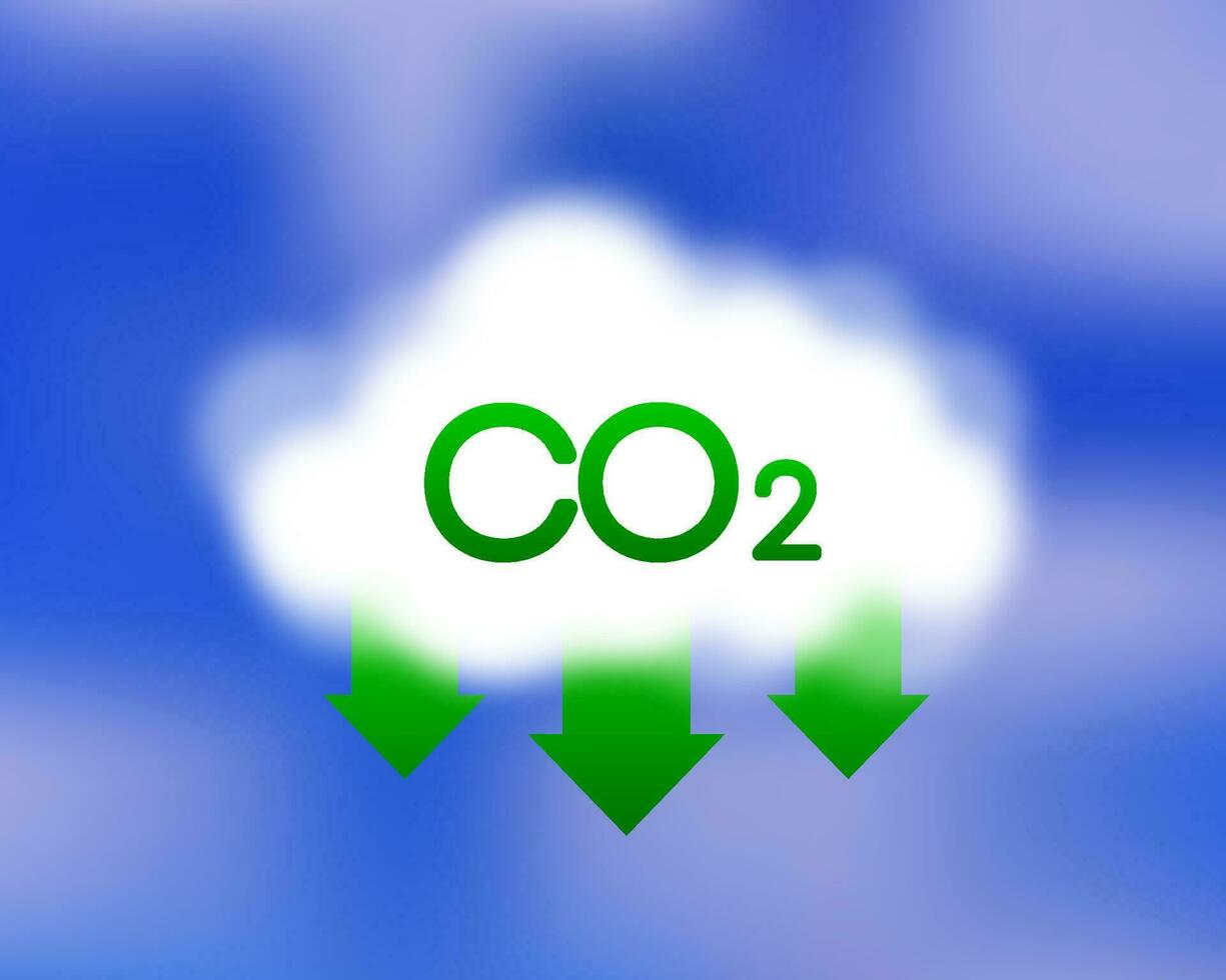 Co 2 emissions in flat style on green background. Simple vector illustration. Vector flat illustration