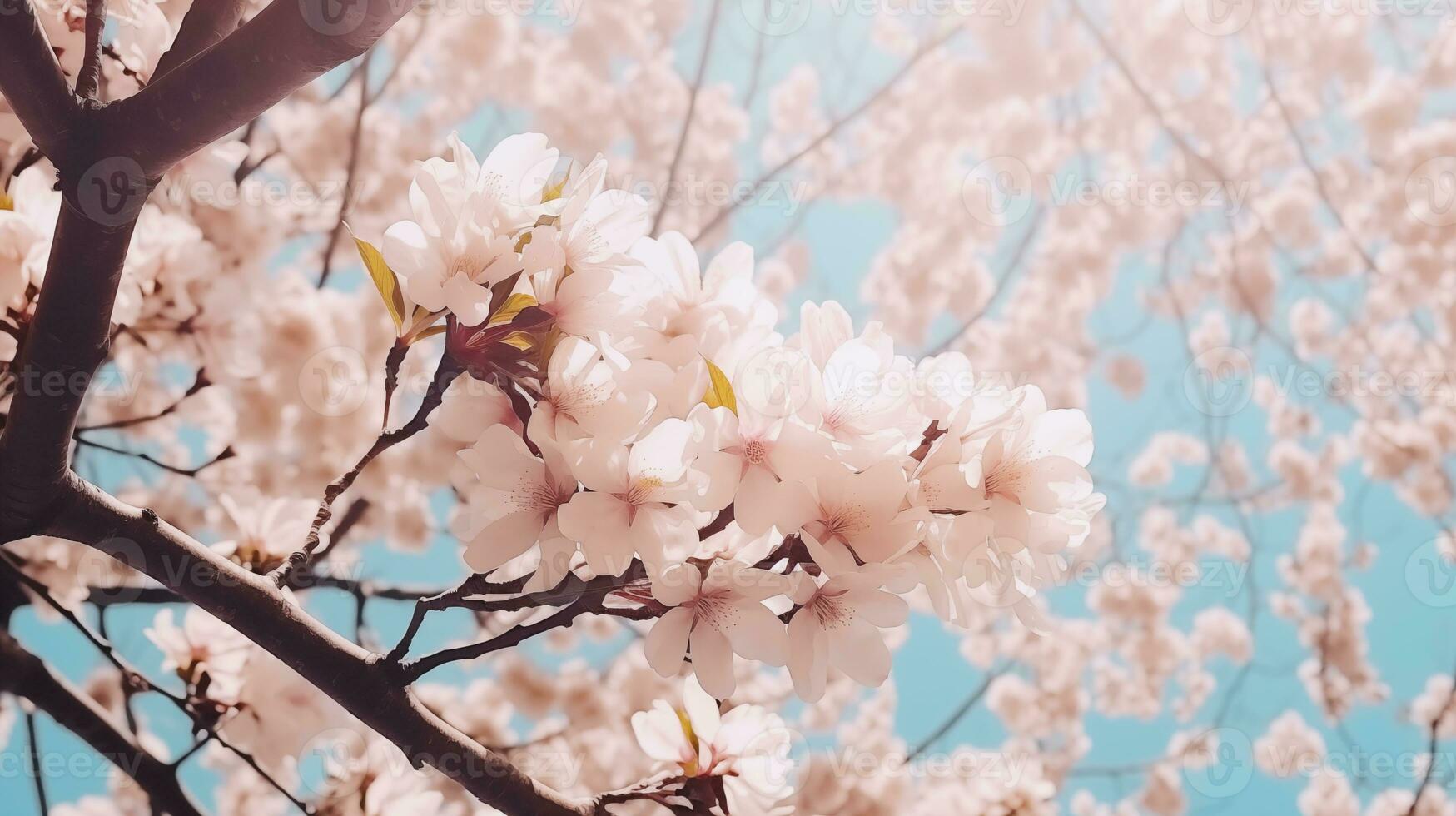AI generated a photo of cherry blossom tree at blooms
