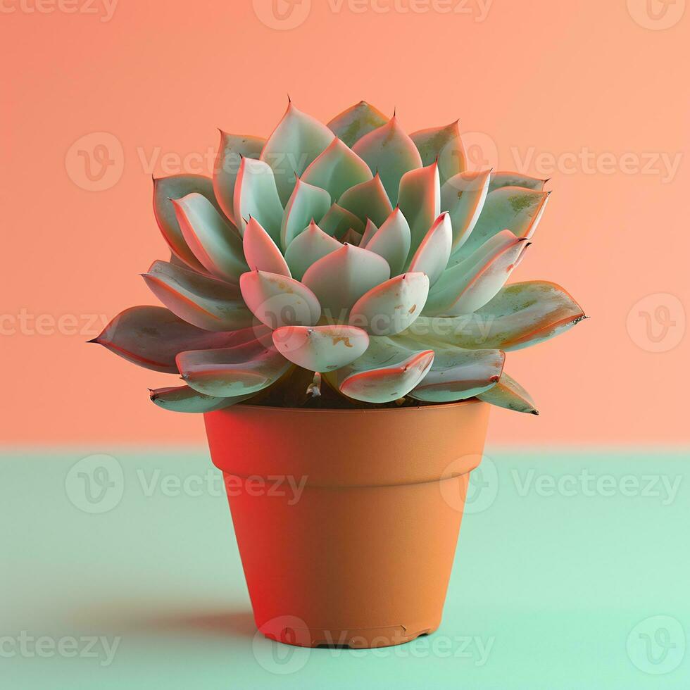 AI generated image of succulent flower on isolated plain background photo