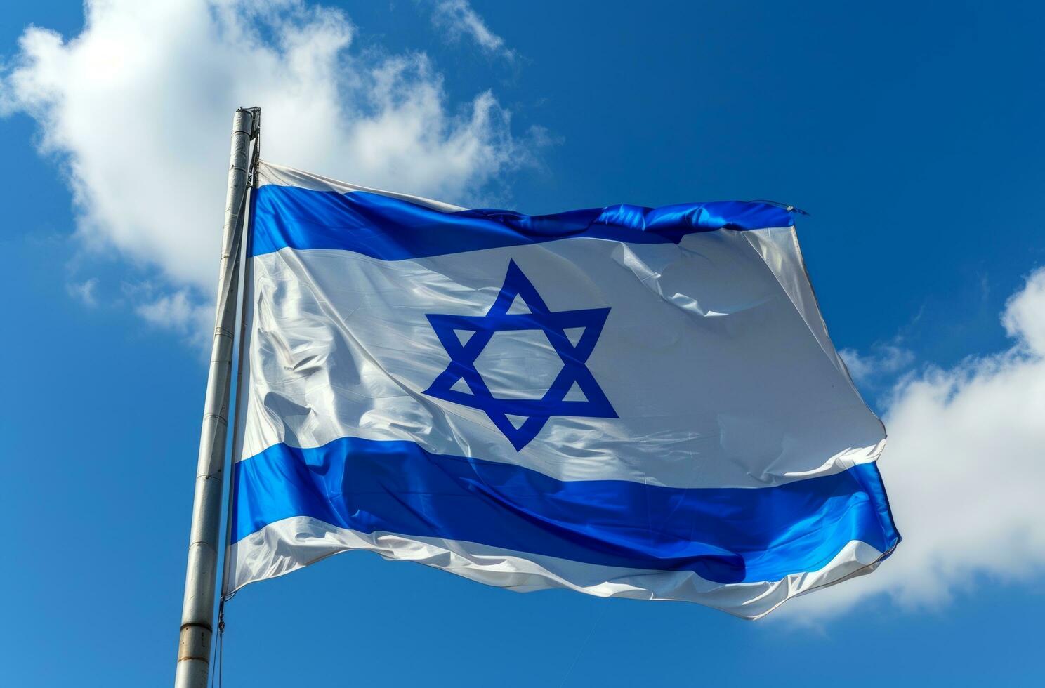 AI generated the israeli flag is waving in the wind photo