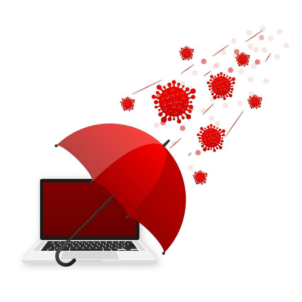 Virus protection. Virus germs. Security shield. Immune system. People vaccination. Vector illustration.