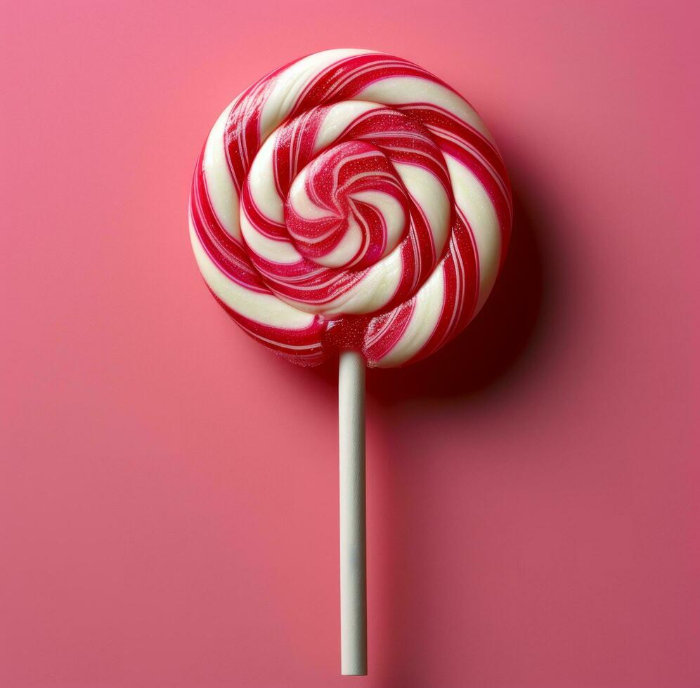 AI generated a lollipop on a pink background photo