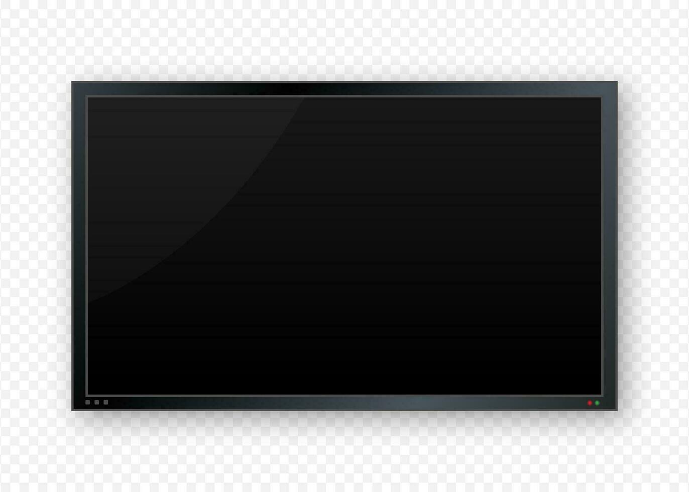 Flat monitor wall. Perspective vector. Vector icon. Media technology. Blank screen isolated. Black frame.